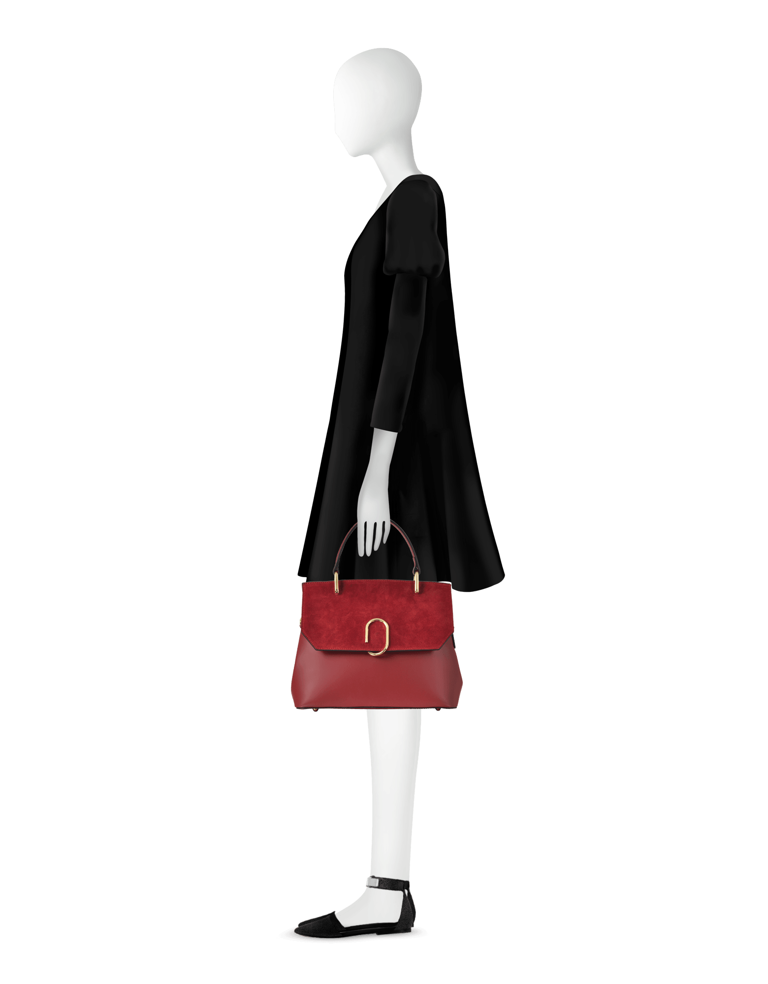 Thais Suede and Leather Satchel Bag