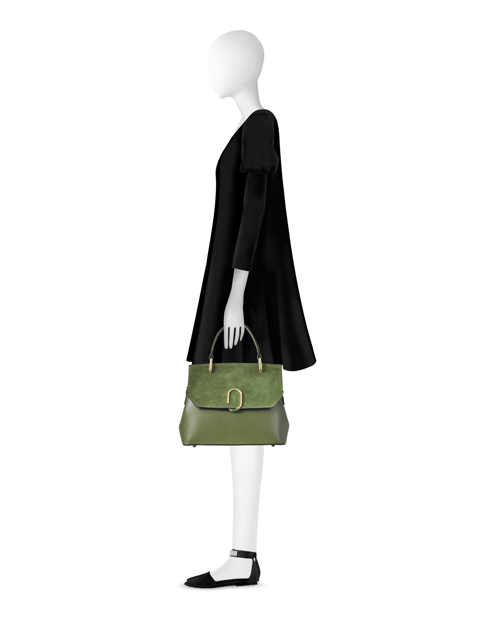 Thais Suede and Leather Satchel Bag