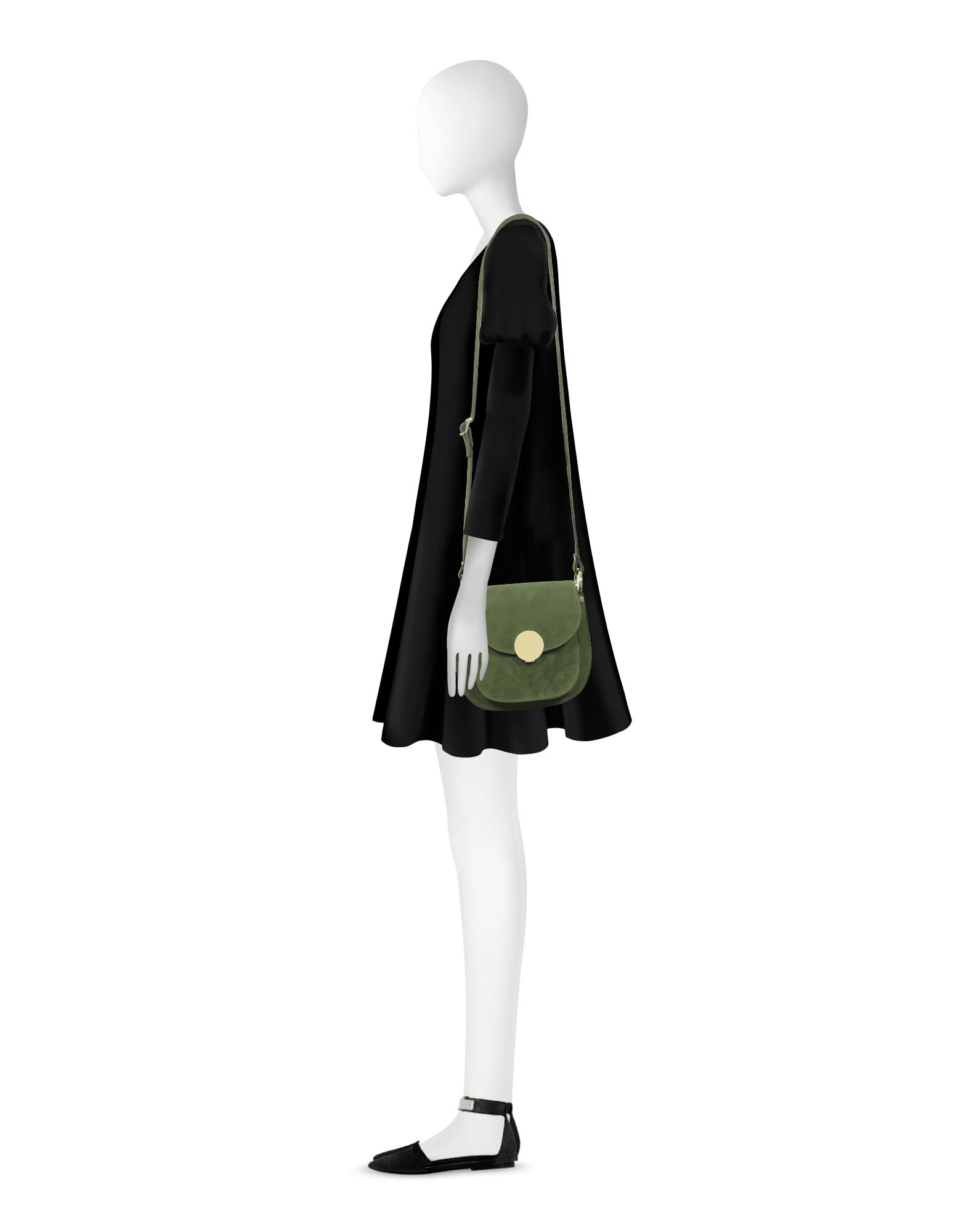Agave Suede and Smooth Leather Shoulder Bag