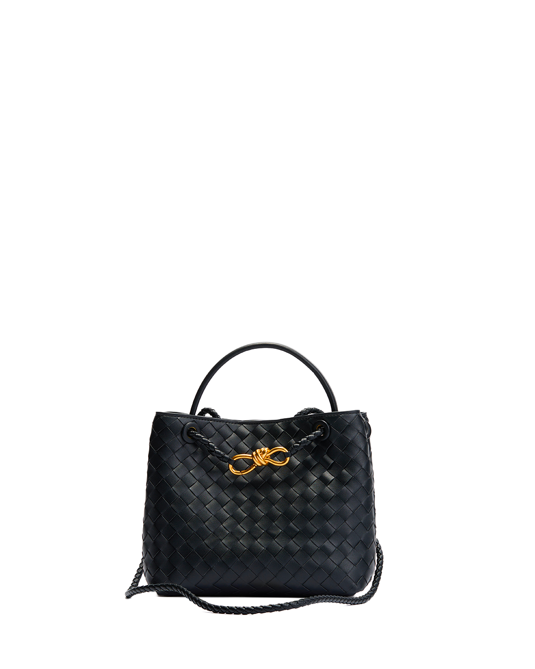 Etolie Woven Leather Small Bag - Black