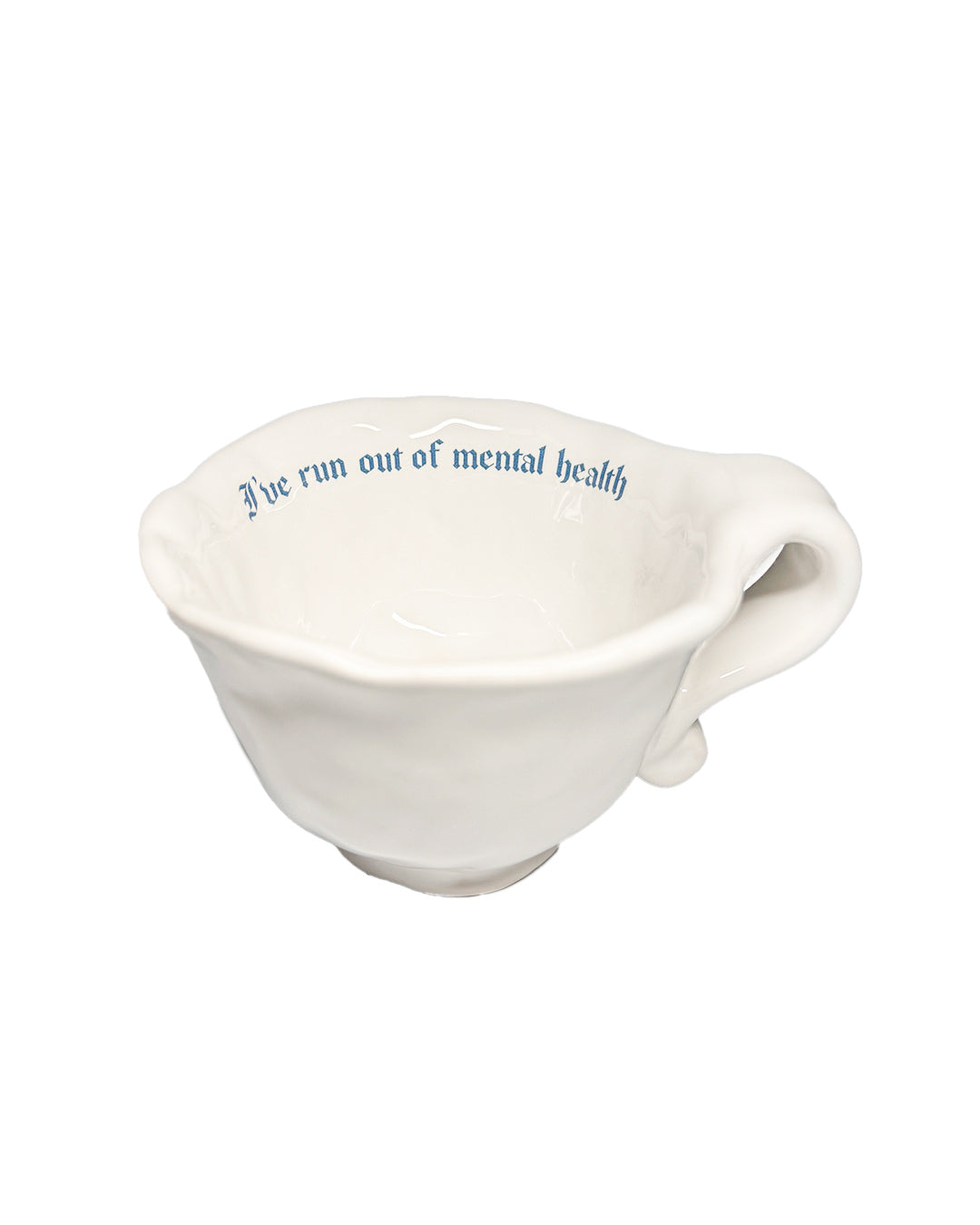 Handmade cappuccino cup with gothic text - Sassy - Incartato Ceramics