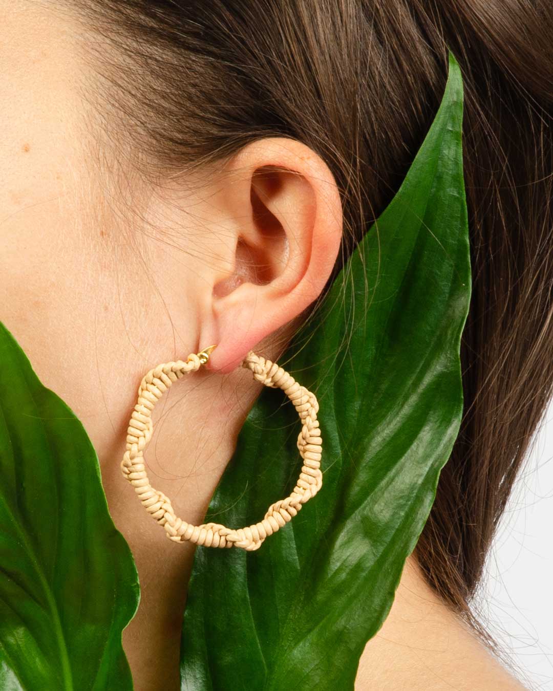 Hand-knitted leather earrings