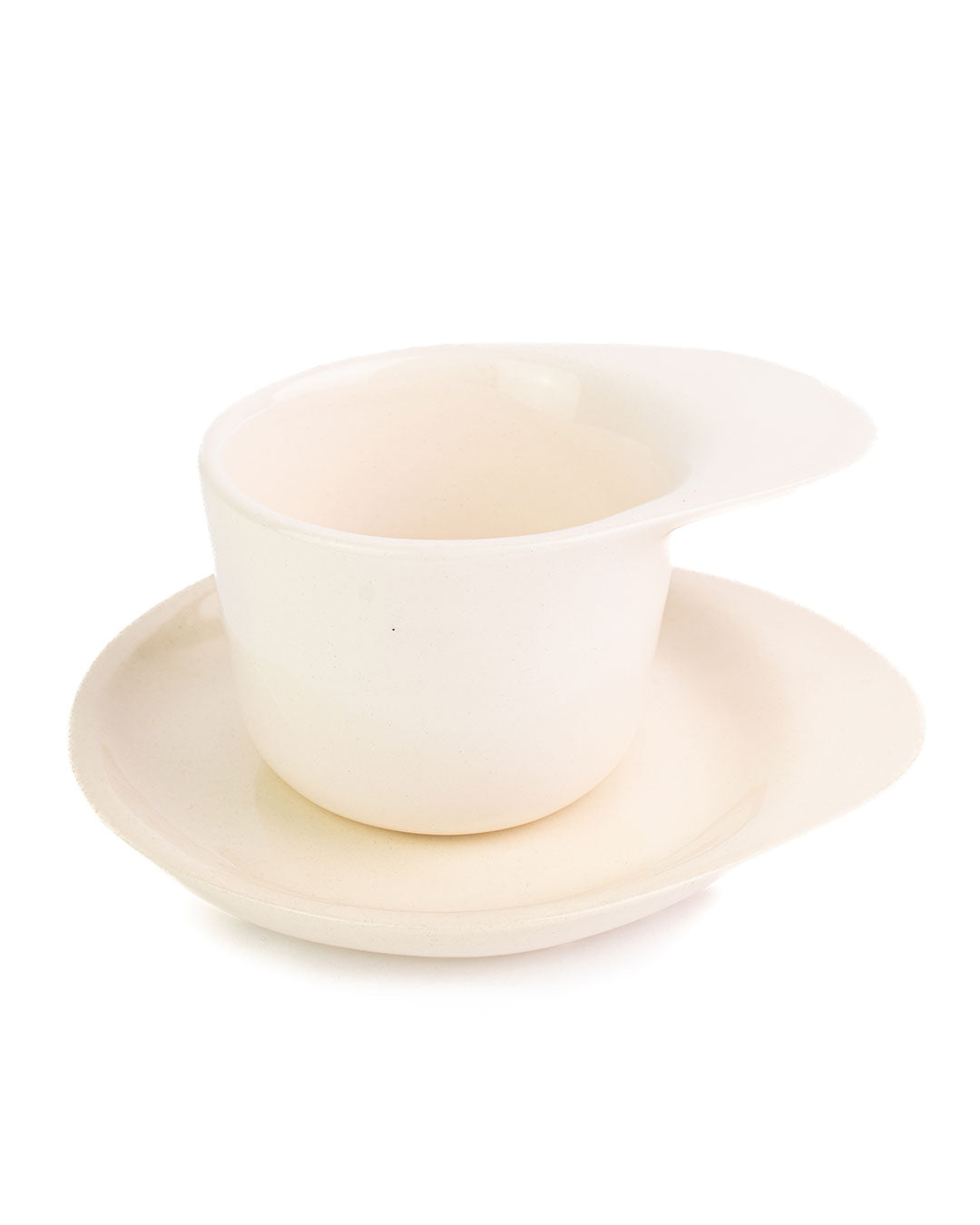 Ameno Tea Cup white with Plate_pottery_nu ceramica